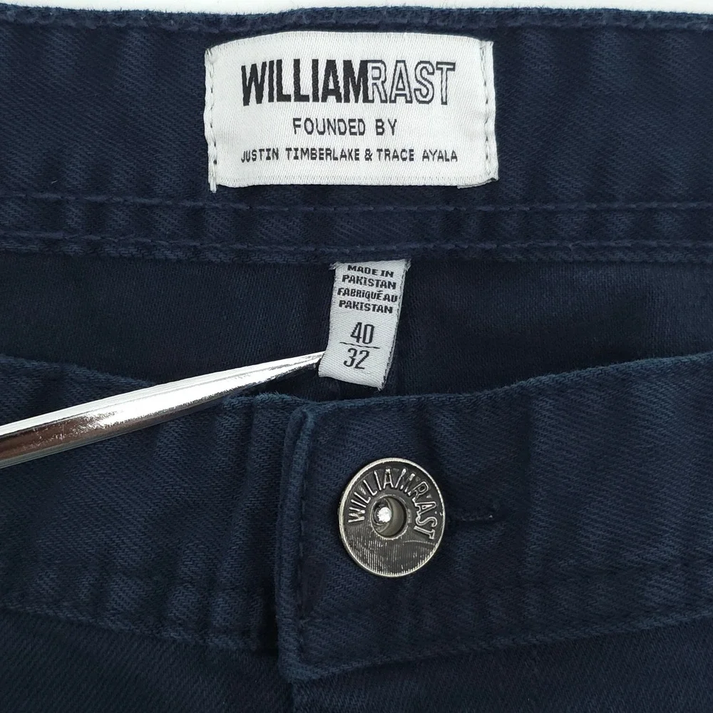 William Rast Mens Pants Dean Slim Straight 40x32 Navy Blue Chino Twill Justin T